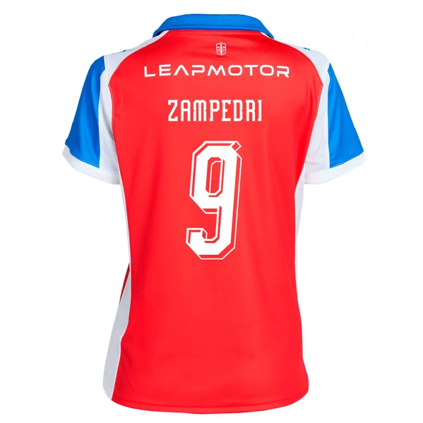 Danxen Barn Fernando Zampedri #9 Röd Blå Bortatröja Matchtröjor 2026/27 Tröjor T-Tröja