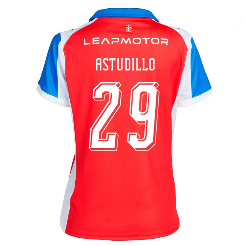 Danxen Barn Aaron Astudillo #29 Röd Blå Bortatröja Matchtröjor 2026/27 Tröjor T-Tröja
