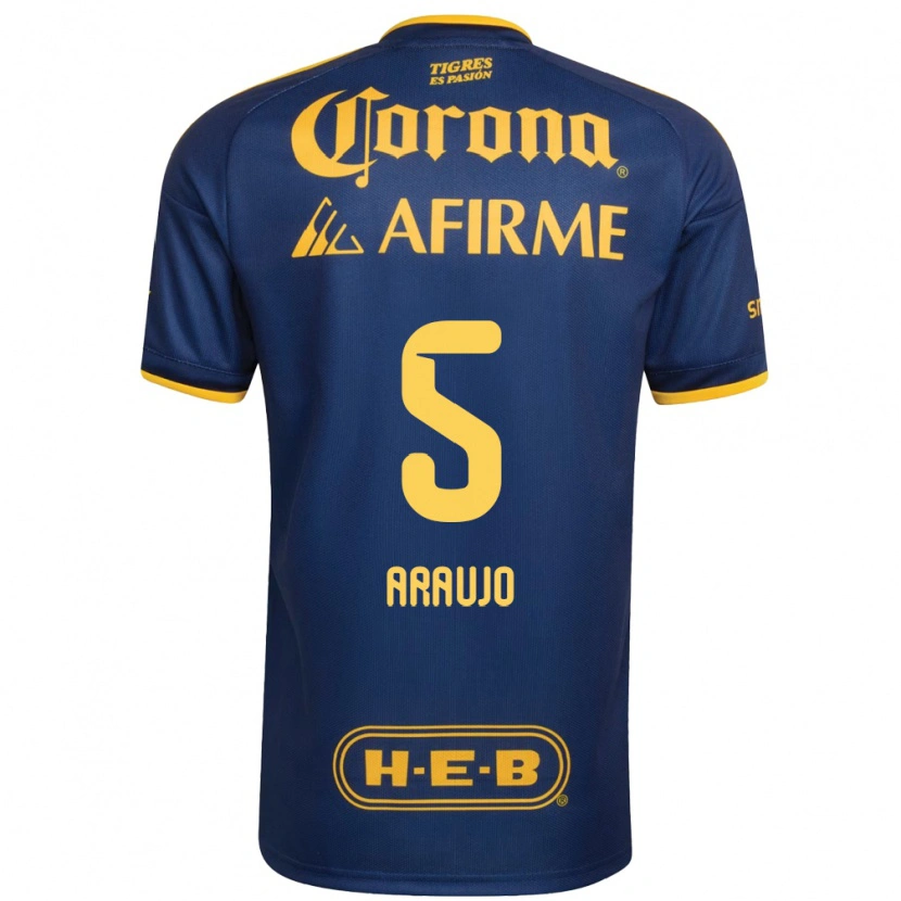 Danxen Barn César Araújo #5 Kungligt Blå Gul Bortatröja Matchtröjor 2026/27 Tröjor T-Tröja