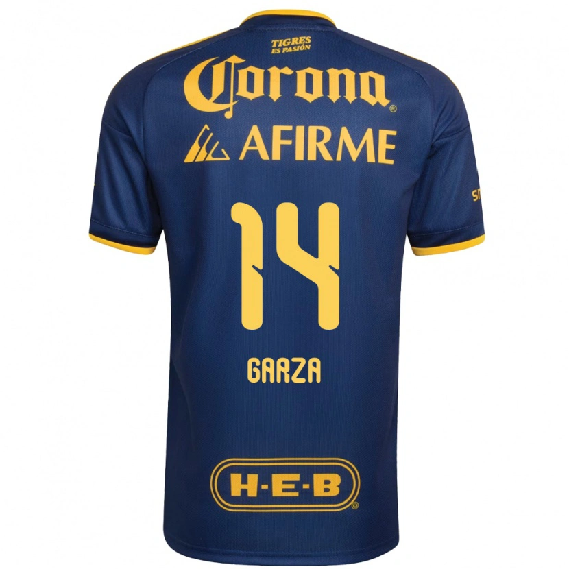 Danxen Barn Jesús Garza #14 Kungligt Blå Gul Bortatröja Matchtröjor 2026/27 Tröjor T-Tröja