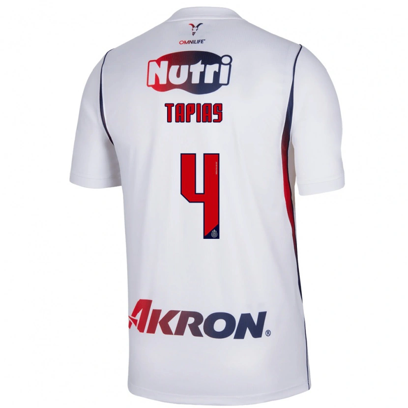 Danxen Barn Miguel Tapias #4 Vit Marinblå Bortatröja Matchtröjor 2026/27 Tröjor T-Tröja