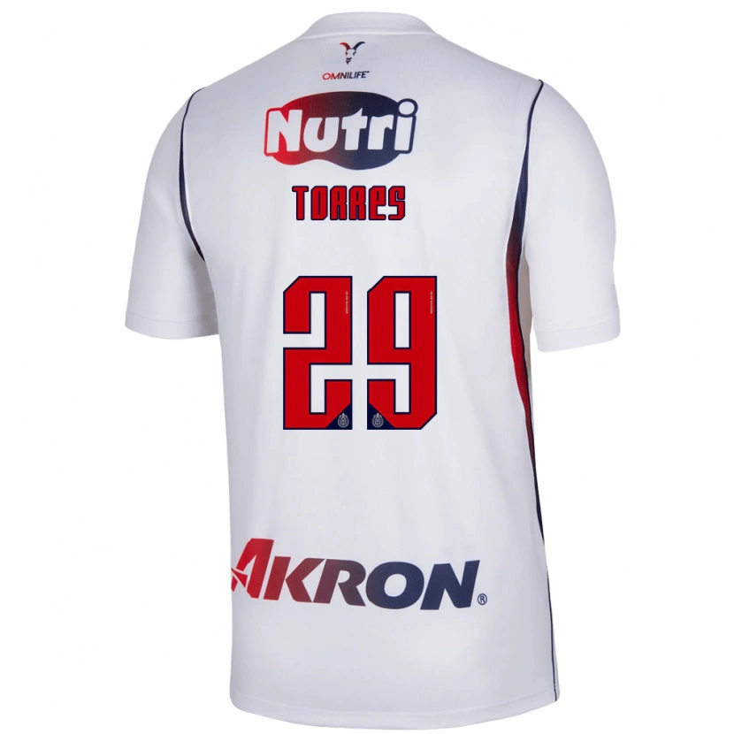 Danxen Barn Alan Torres #29 Vit Marinblå Bortatröja Matchtröjor 2026/27 Tröjor T-Tröja