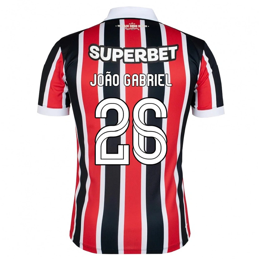 Danxen Barn João Gabriel #26 Röd Vit Svart Bortatröja Matchtröjor 2026/27 Tröjor T-Tröja
