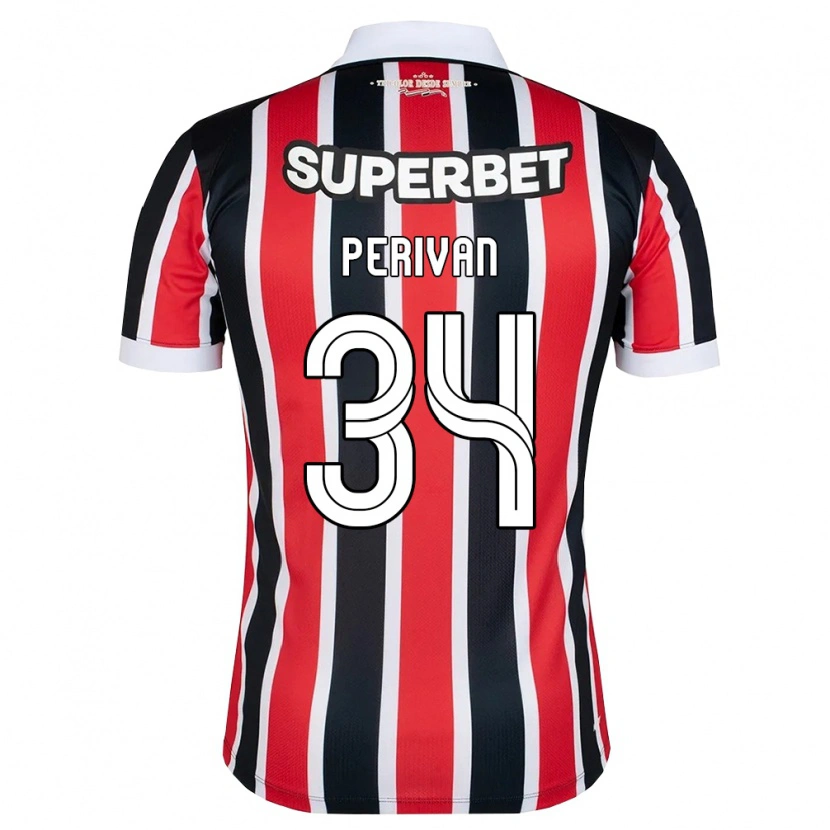 Danxen Barn Perivan Dos Santos #34 Röd Vit Svart Bortatröja Matchtröjor 2026/27 Tröjor T-Tröja