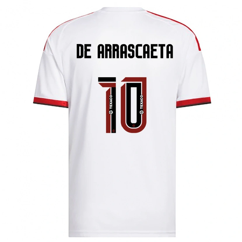 Danxen Barn Giorgian De Arrascaeta #10 Vit Röd Svart Bortatröja Matchtröjor 2026/27 Tröjor T-Tröja
