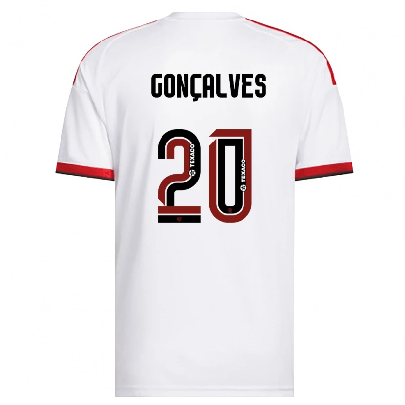 Danxen Barn Matheus Gonçalves #20 Vit Röd Svart Bortatröja Matchtröjor 2026/27 Tröjor T-Tröja