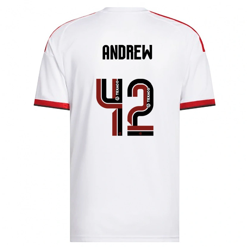 Danxen Barn Andrew Da Silva Ventura #42 Vit Röd Svart Bortatröja Matchtröjor 2026/27 Tröjor T-Tröja