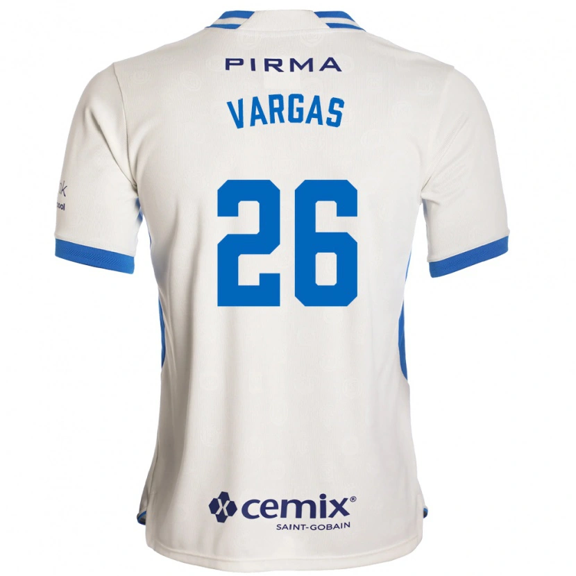 Danxen Män Carlos Vargas #26 Vit Blå Röd Bortatröja Matchtröjor 2026/27 Tröjor T-Tröja