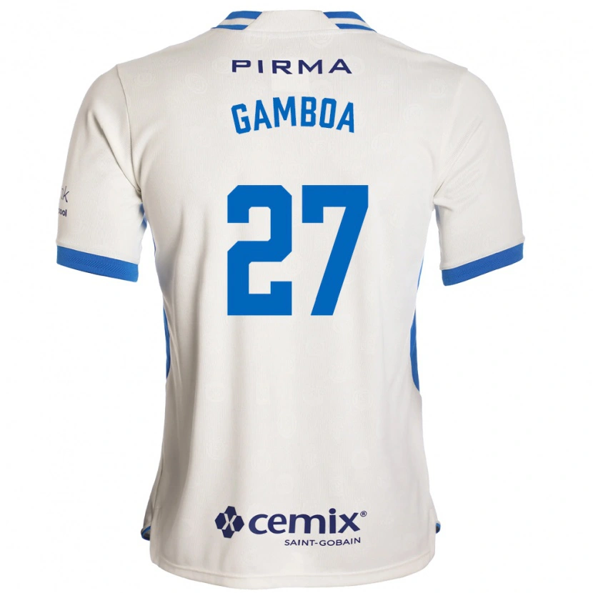 Danxen Män Bryan Gamboa #27 Vit Blå Röd Bortatröja Matchtröjor 2026/27 Tröjor T-Tröja