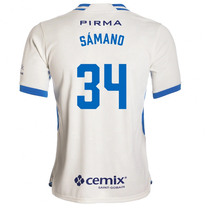 Danxen Män Leonardo Sámano #34 Vit Blå Röd Bortatröja Matchtröjor 2026/27 Tröjor T-Tröja
