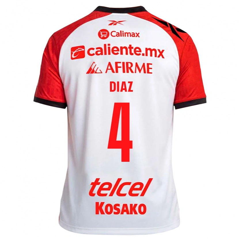 Danxen Män Nicolás Díaz #4 Vit Svart Röd Bortatröja Matchtröjor 2026/27 Tröjor T-Tröja
