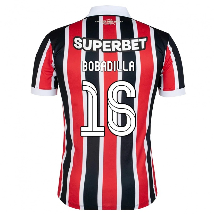 Danxen Män Damián Bobadilla #16 Röd Vit Svart Bortatröja Matchtröjor 2026/27 Tröjor T-Tröja