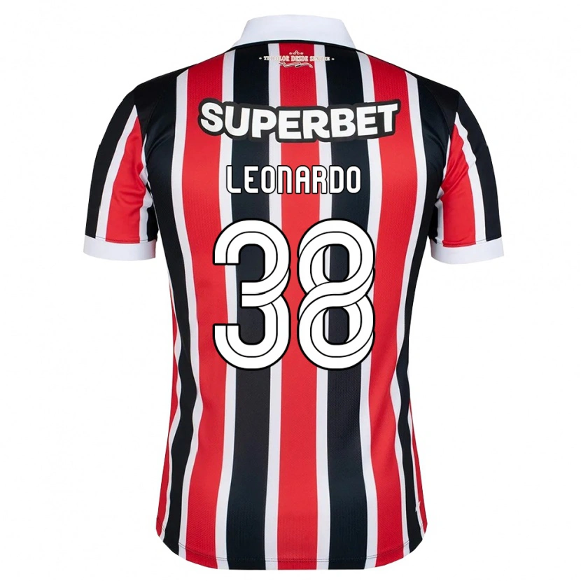 Danxen Män Hugo Leonardo #38 Röd Vit Svart Bortatröja Matchtröjor 2026/27 Tröjor T-Tröja
