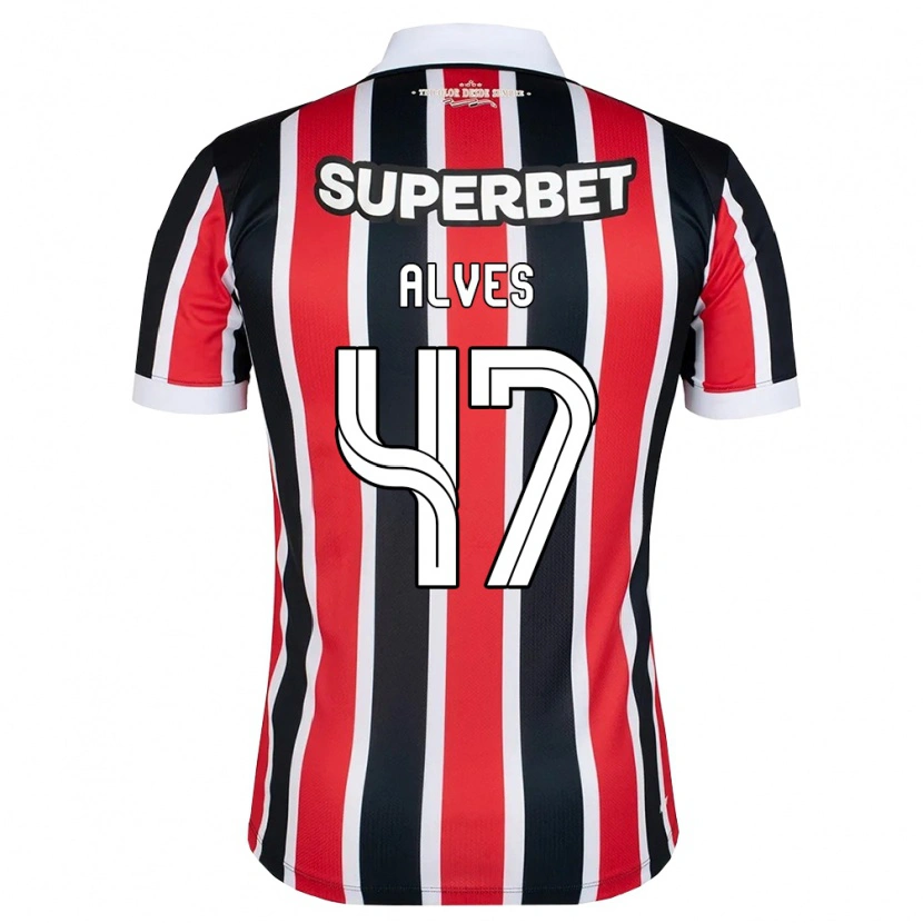 Danxen Män Matheus Alves #47 Röd Vit Svart Bortatröja Matchtröjor 2026/27 Tröjor T-Tröja
