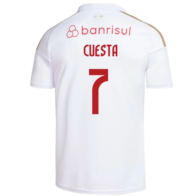 Danxen Män Juan Manuel Cuesta #7 Vit Röd Bortatröja Matchtröjor 2026/27 Tröjor T-Tröja