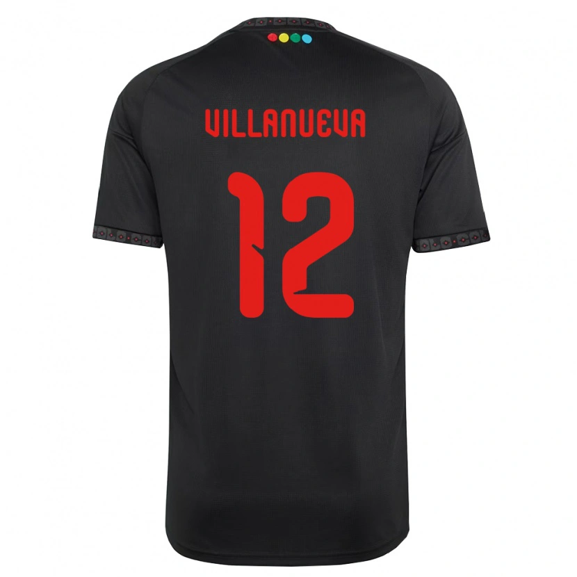 Danxen Kvinnor Eduardo Villanueva #12 Svart Röd Bortatröja Matchtröjor 2026/27 Tröjor T-Tröja