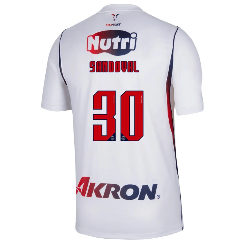 Danxen Kvinnor Santiago Sandoval #30 Vit Marinblå Bortatröja Matchtröjor 2026/27 Tröjor T-Tröja