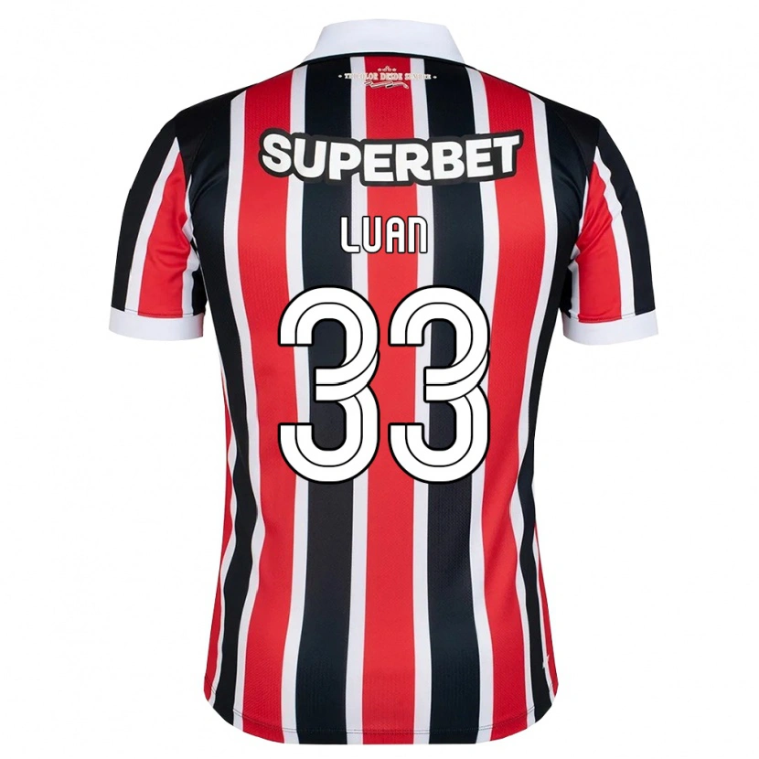 Danxen Kvinnor Luan Vinicius Da Silva Santos #33 Röd Vit Svart Bortatröja Matchtröjor 2026/27 Tröjor T-Tröja