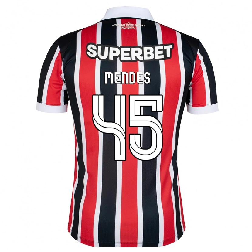 Danxen Kvinnor Nathan Mendes #45 Röd Vit Svart Bortatröja Matchtröjor 2026/27 Tröjor T-Tröja