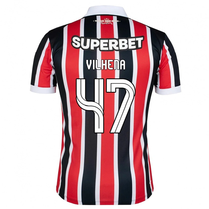 Danxen Kvinnor Pedro Vilhena #47 Röd Vit Svart Bortatröja Matchtröjor 2026/27 Tröjor T-Tröja