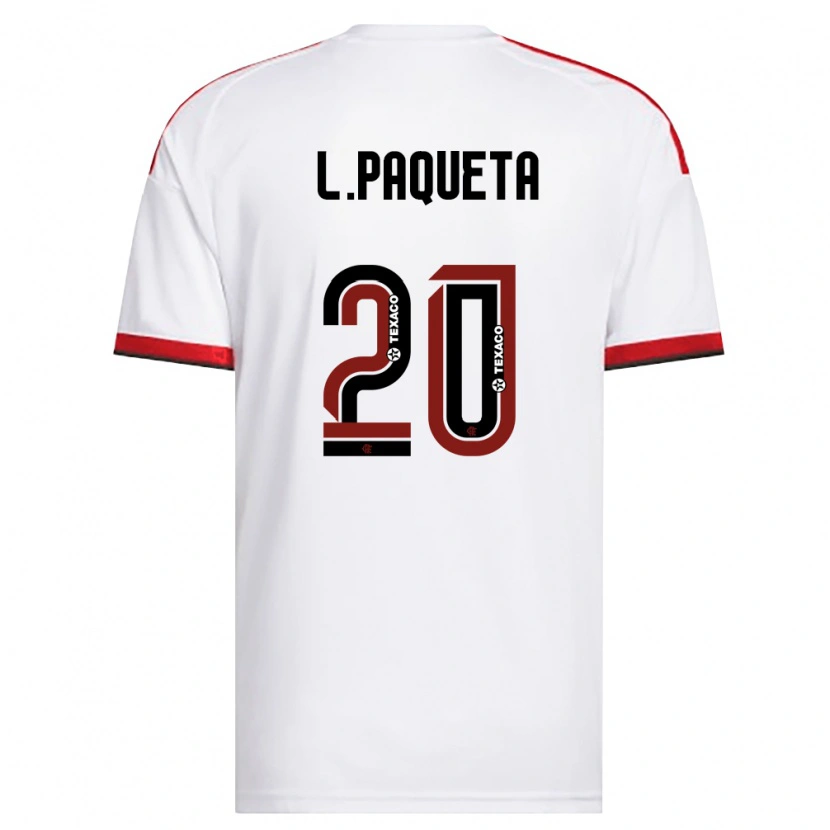 Danxen Kvinnor Lucas Paquetá #20 Vit Röd Svart Bortatröja Matchtröjor 2026/27 Tröjor T-Tröja