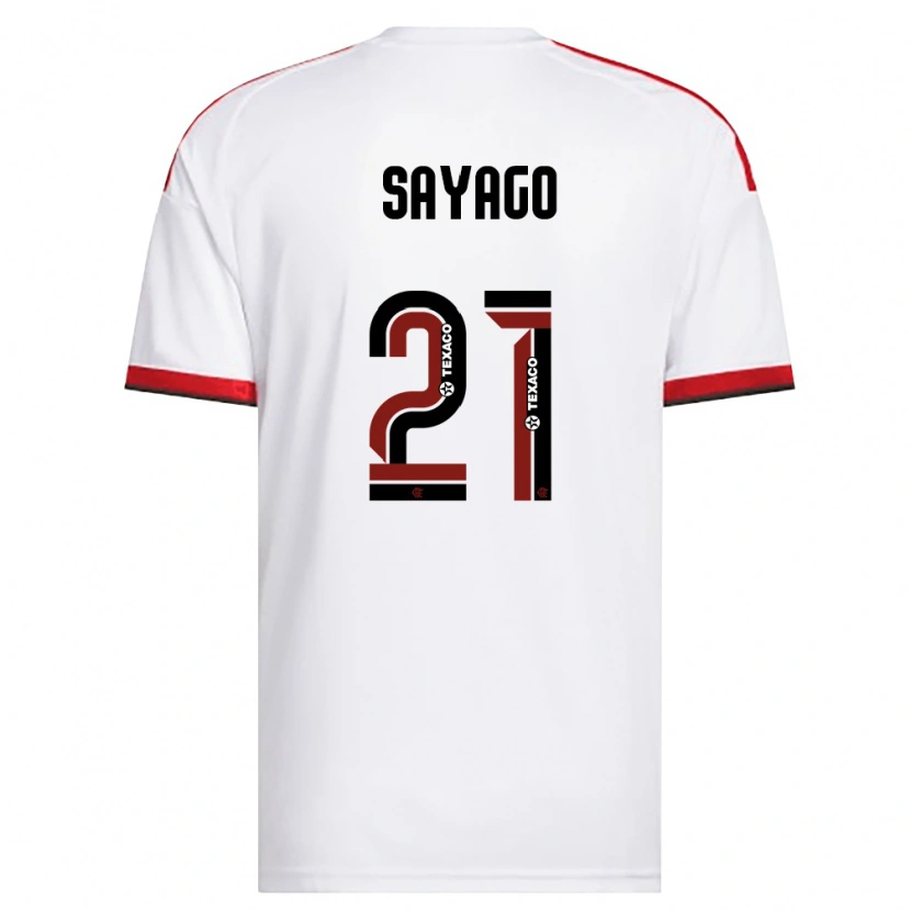Danxen Kvinnor Juan Sayago #21 Vit Röd Svart Bortatröja Matchtröjor 2026/27 Tröjor T-Tröja