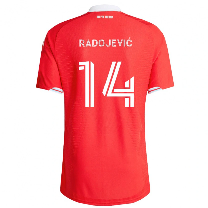 Danxen Barn Viktor Radojević #14 Röd Mörkblå Vit Hemmatröja Matchtröjor 2026/27 Tröjor T-Tröja