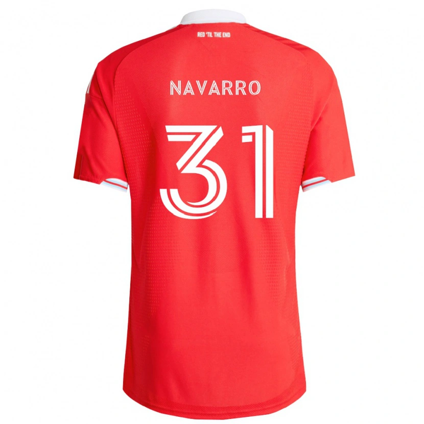Danxen Barn Federico Navarro #31 Röd Mörkblå Vit Hemmatröja Matchtröjor 2026/27 Tröjor T-Tröja