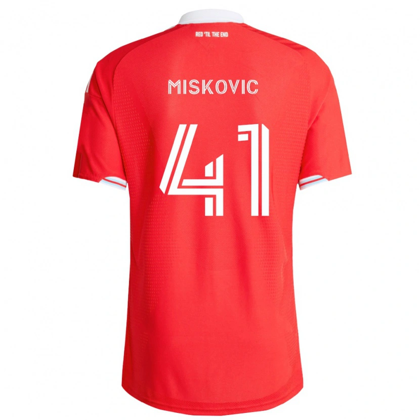 Danxen Barn Mihajlo Miskovic #41 Röd Mörkblå Vit Hemmatröja Matchtröjor 2026/27 Tröjor T-Tröja