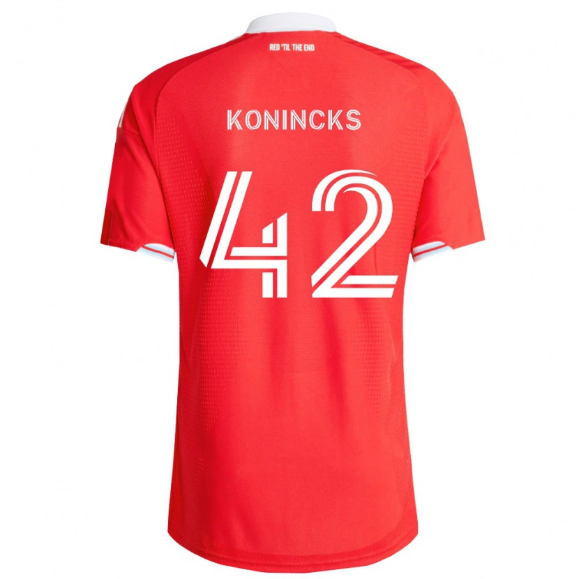 Danxen Barn Diego Konincks #42 Röd Mörkblå Vit Hemmatröja Matchtröjor 2026/27 Tröjor T-Tröja