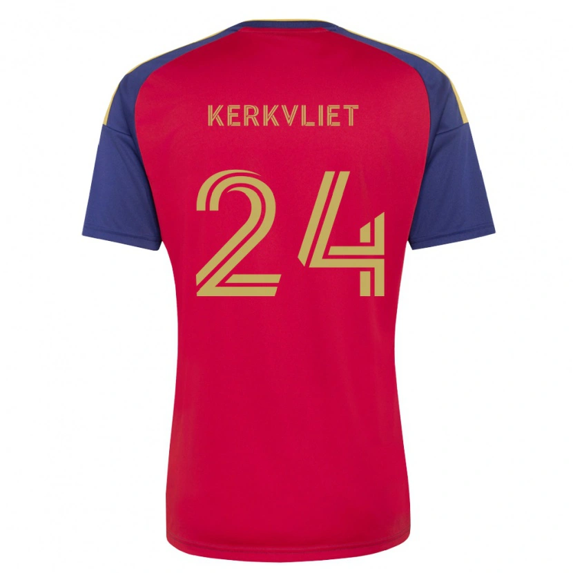 Danxen Barn Max Kerkvliet #24 Kungligt Blå Brun Röd Hemmatröja Matchtröjor 2026/27 Tröjor T-Tröja