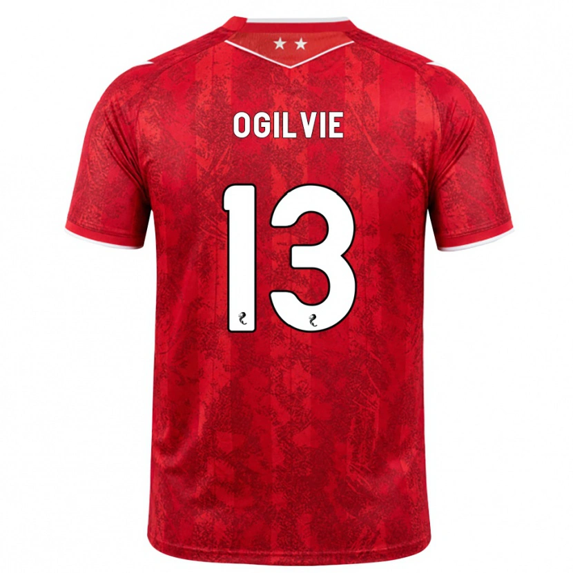 Danxen Barn Francesca Ogilvie #13 Röd Vit Hemmatröja Matchtröjor 2026/27 Tröjor T-Tröja