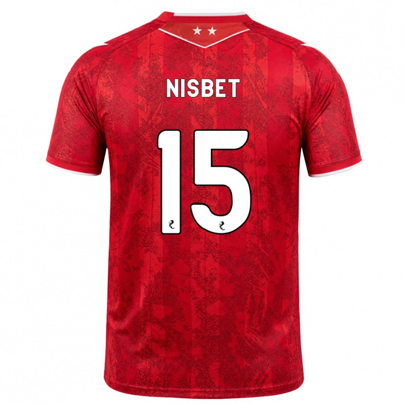 Danxen Barn Kevin Nisbet #15 Röd Vit Hemmatröja Matchtröjor 2026/27 Tröjor T-Tröja