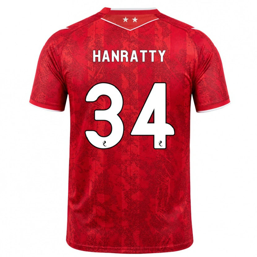 Danxen Barn Kevin Hanratty #34 Röd Vit Hemmatröja Matchtröjor 2026/27 Tröjor T-Tröja