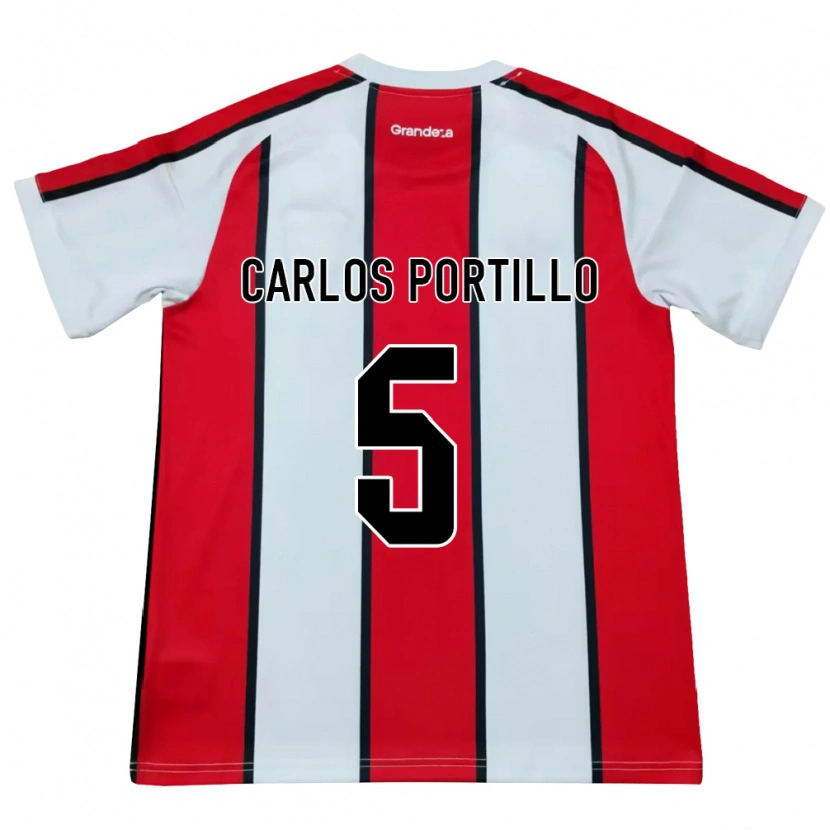 Danxen Barn Juan Carlos Portillo #5 Vit Röd Svart Bortatröja Matchtröjor 2026/27 Tröjor T-Tröja