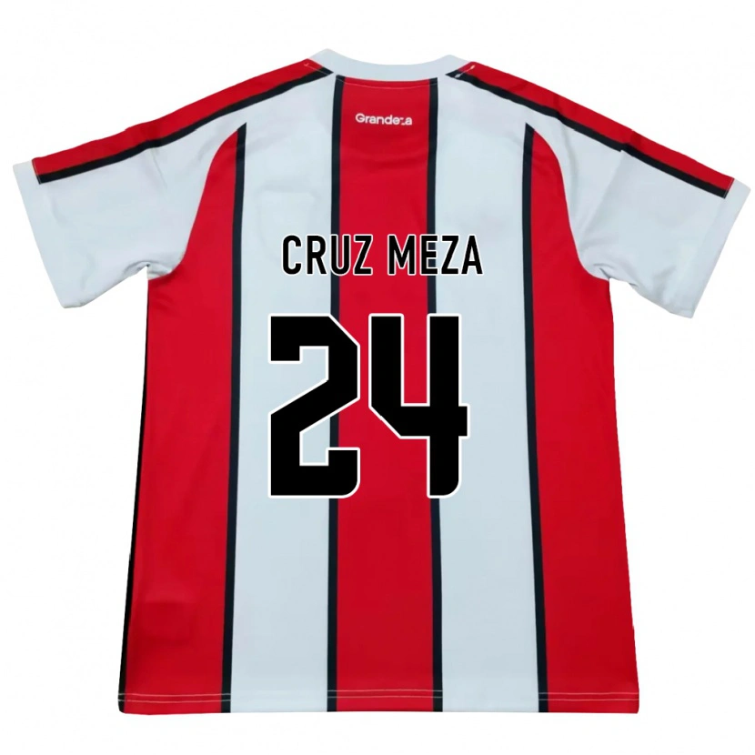 Danxen Barn Juan Cruz Meza #24 Vit Röd Svart Bortatröja Matchtröjor 2026/27 Tröjor T-Tröja