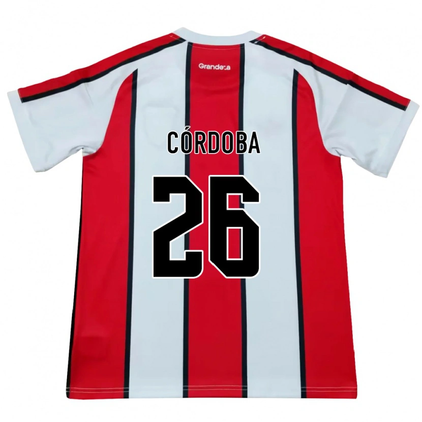 Danxen Barn Sol Córdoba #26 Vit Röd Svart Bortatröja Matchtröjor 2026/27 Tröjor T-Tröja