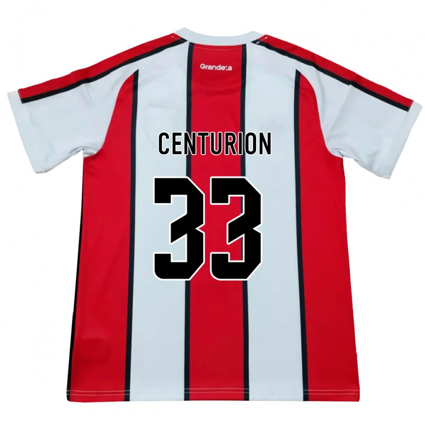 Danxen Barn Ezequiel Centurión #33 Vit Röd Svart Bortatröja Matchtröjor 2026/27 Tröjor T-Tröja