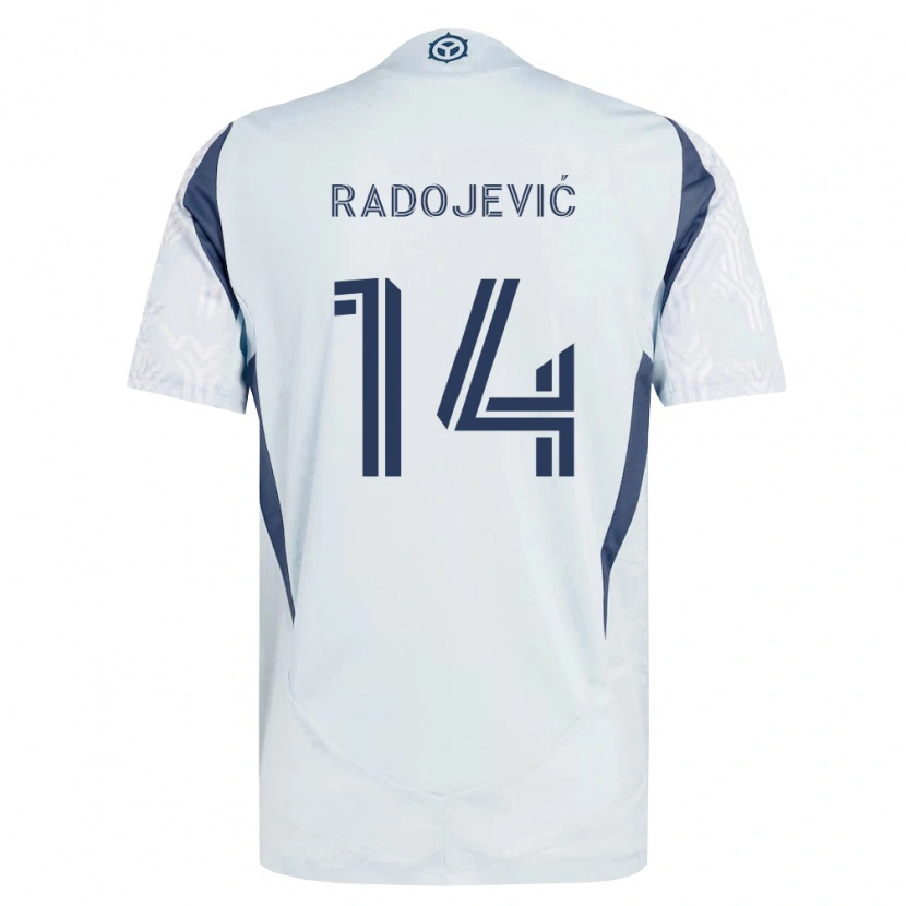 Danxen Barn Viktor Radojević #14 Blågrå Vit Bortatröja Matchtröjor 2026/27 Tröjor T-Tröja