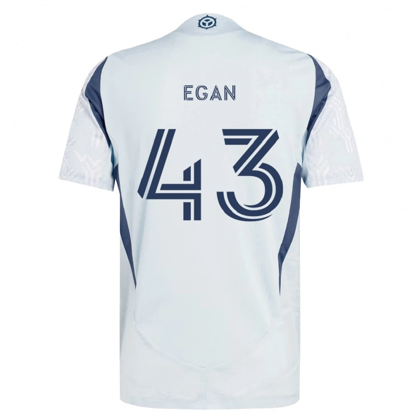 Danxen Barn Noah Egan #43 Blågrå Vit Bortatröja Matchtröjor 2026/27 Tröjor T-Tröja