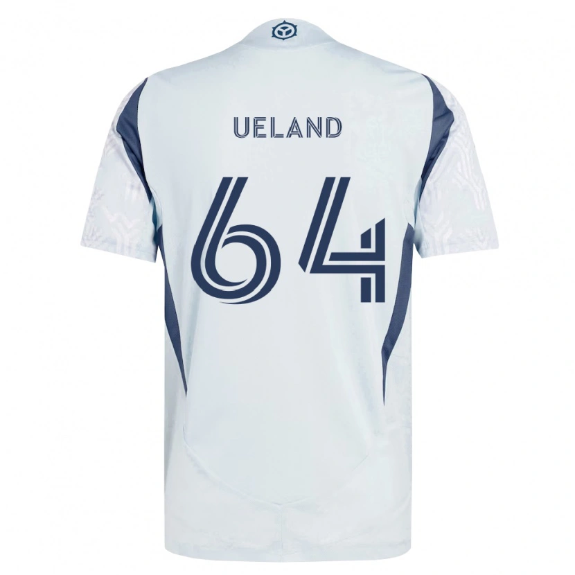 Danxen Barn Andreas Ueland #64 Blågrå Vit Bortatröja Matchtröjor 2026/27 Tröjor T-Tröja