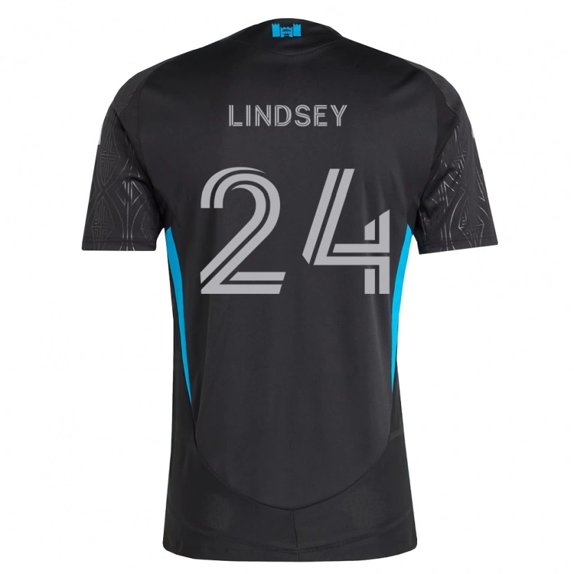 Danxen Barn Jaylin Lindsey #24 Svart Vit Himmelsblå Bortatröja Matchtröjor 2026/27 Tröjor T-Tröja