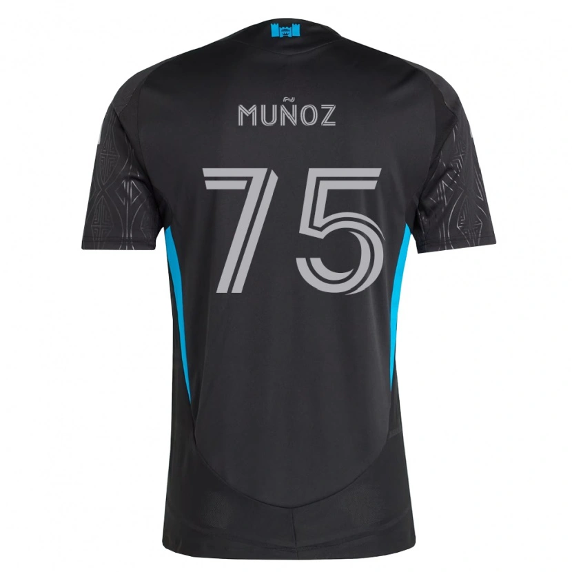 Danxen Barn Jeremiah Muñoz #75 Svart Vit Himmelsblå Bortatröja Matchtröjor 2026/27 Tröjor T-Tröja