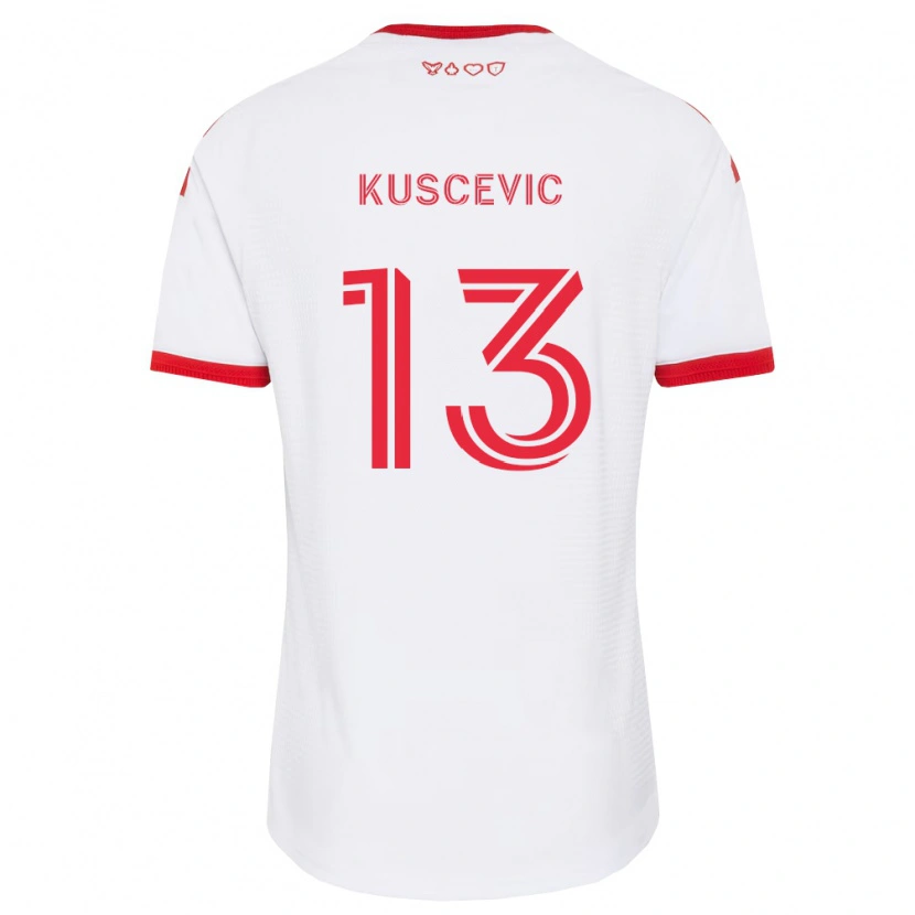 Danxen Barn Benjamín Kuscevic #13 Vit Röd Svart Bortatröja Matchtröjor 2026/27 Tröjor T-Tröja