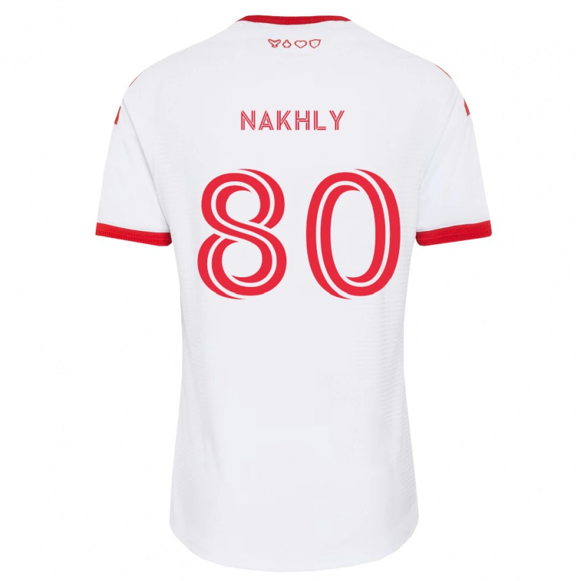 Danxen Barn Zakaria Nakhly #80 Vit Röd Svart Bortatröja Matchtröjor 2026/27 Tröjor T-Tröja