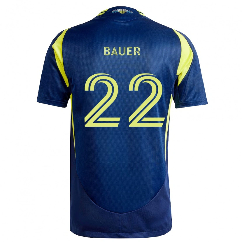 Danxen Barn Josh Bauer #22 Gul Marinblå Bortatröja Matchtröjor 2026/27 Tröjor T-Tröja