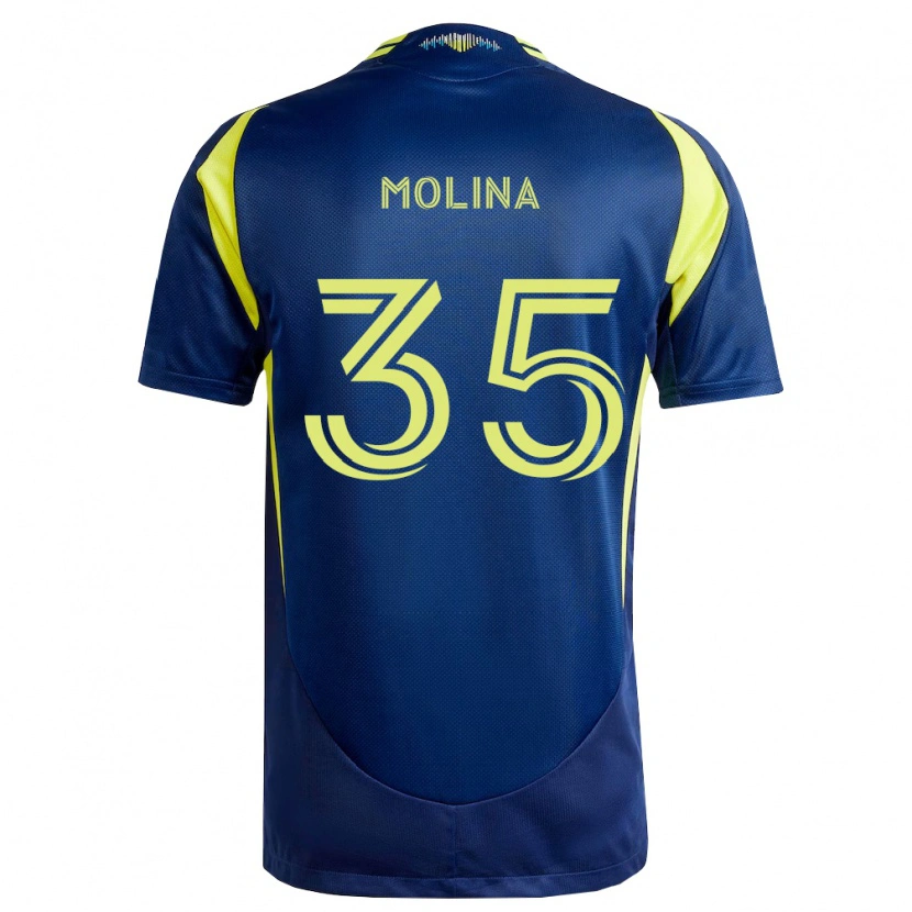 Danxen Barn Malachi Molina #35 Gul Marinblå Bortatröja Matchtröjor 2026/27 Tröjor T-Tröja