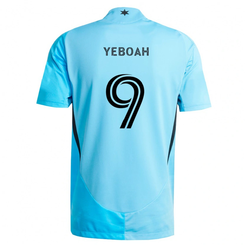 Danxen Barn Kelvin Yeboah #9 Ljusblå Svart Bortatröja Matchtröjor 2026/27 Tröjor T-Tröja