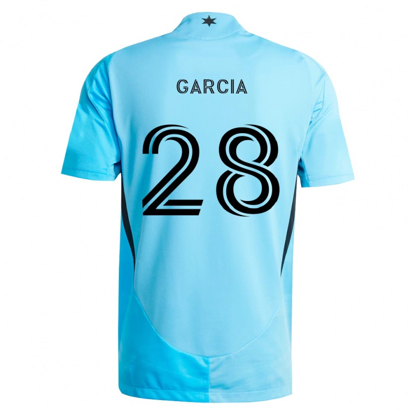 Danxen Barn Mender García #28 Ljusblå Svart Bortatröja Matchtröjor 2026/27 Tröjor T-Tröja