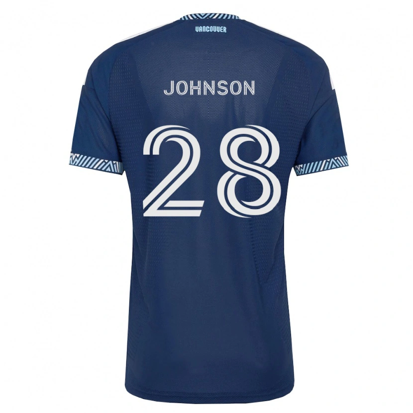 Danxen Barn Tate Johnson #28 Mörkblå Vit Bortatröja Matchtröjor 2026/27 Tröjor T-Tröja